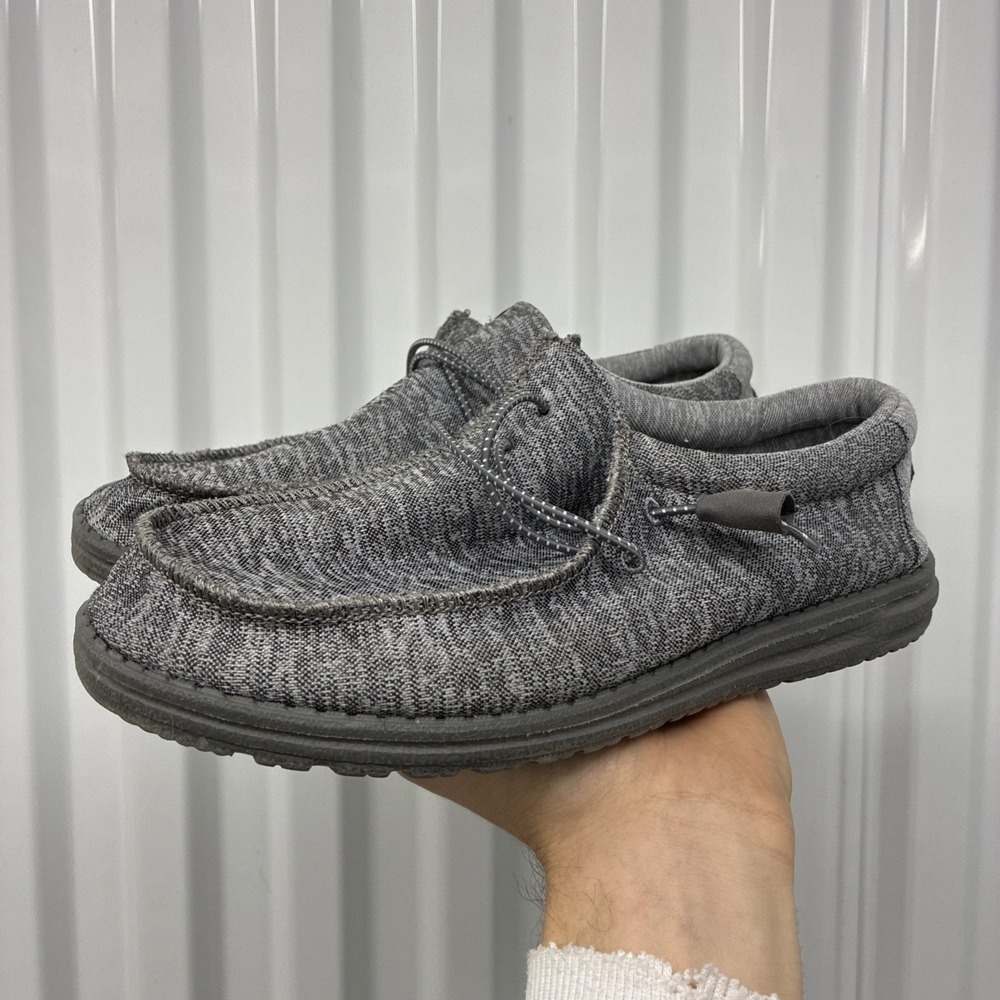 Hey Dude Wally Sport Knit Slip On Shoes Charcoal Grey Comfort Men's Size 8